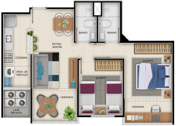 Imagem Apartamento com 2 Quartos à Venda, 59 m² em Praia de Itaparica - Vila Velha Imagem Apartamento com 2 Quartos à Venda, 59 m² em Praia de Itaparica - Vila Velha