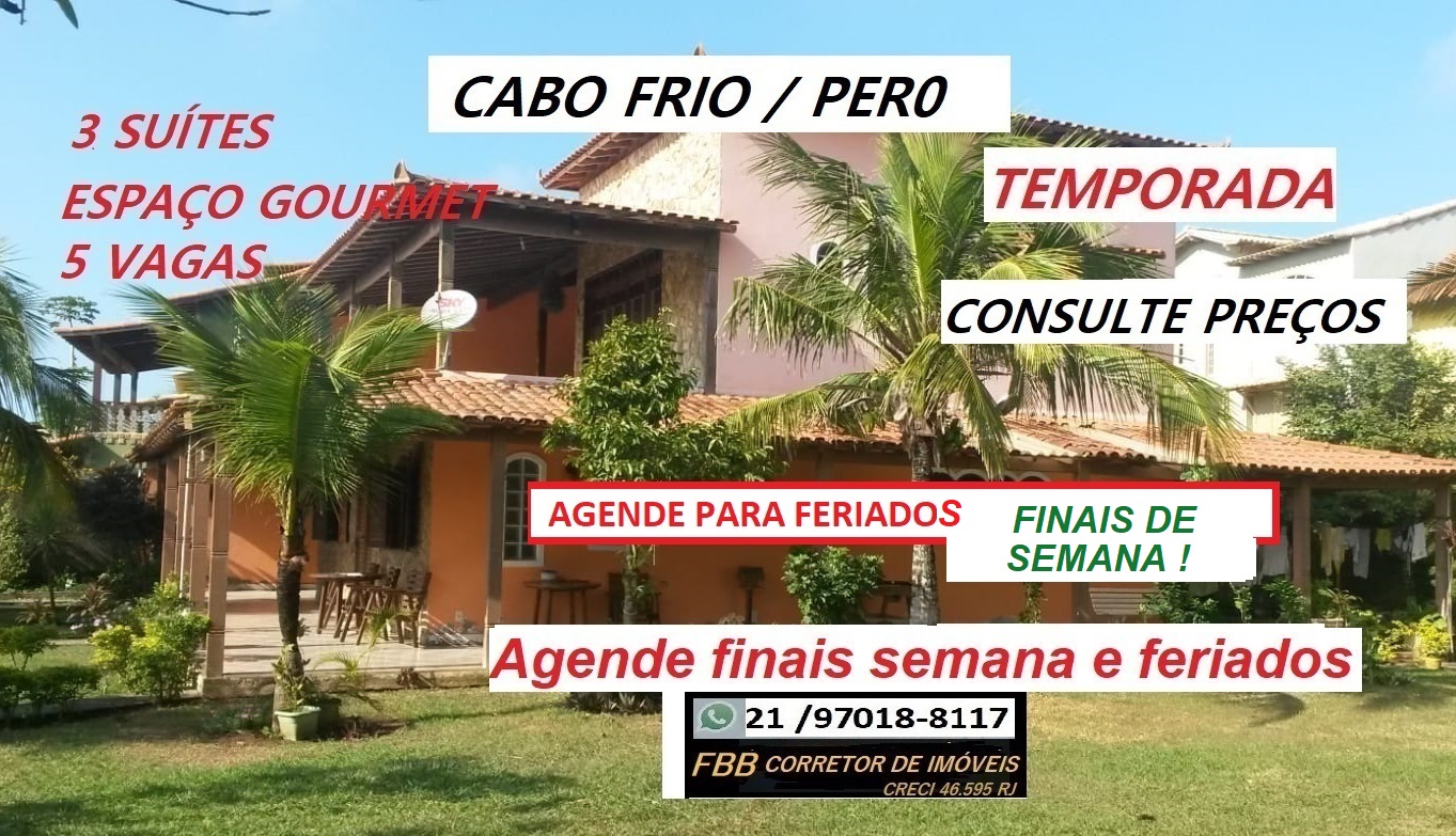 Imagem Casa com 4 Quartos para Temporada, 300 m² em Peró - Cabo Frio Imagem Casa com 4 Quartos para Temporada, 300 m² em Peró - Cabo Frio