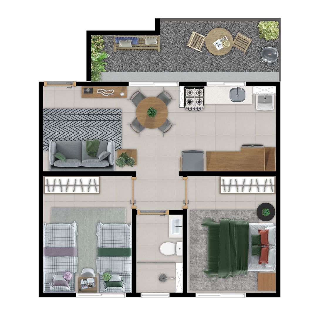 Imagem Apartamento com 2 Quartos à Venda, 43 m²em Parque Residencial Cândido Portinari - Ribeirão Preto