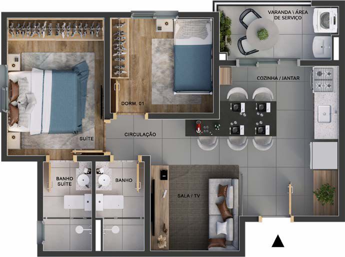 Imagem Apartamento com 2 Quartos à Venda, 48 m²em Chácara Santo Antônio - Franca