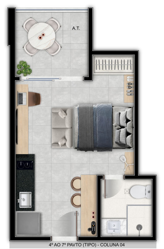 Imagem Studio com 1 Quarto à Venda, 33 m² em Itapuã - Vila Velha