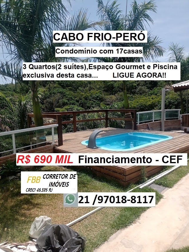 Casa de Condomínio com 3 Quartos à Venda, 120 m² em Peró - Cabo Frio