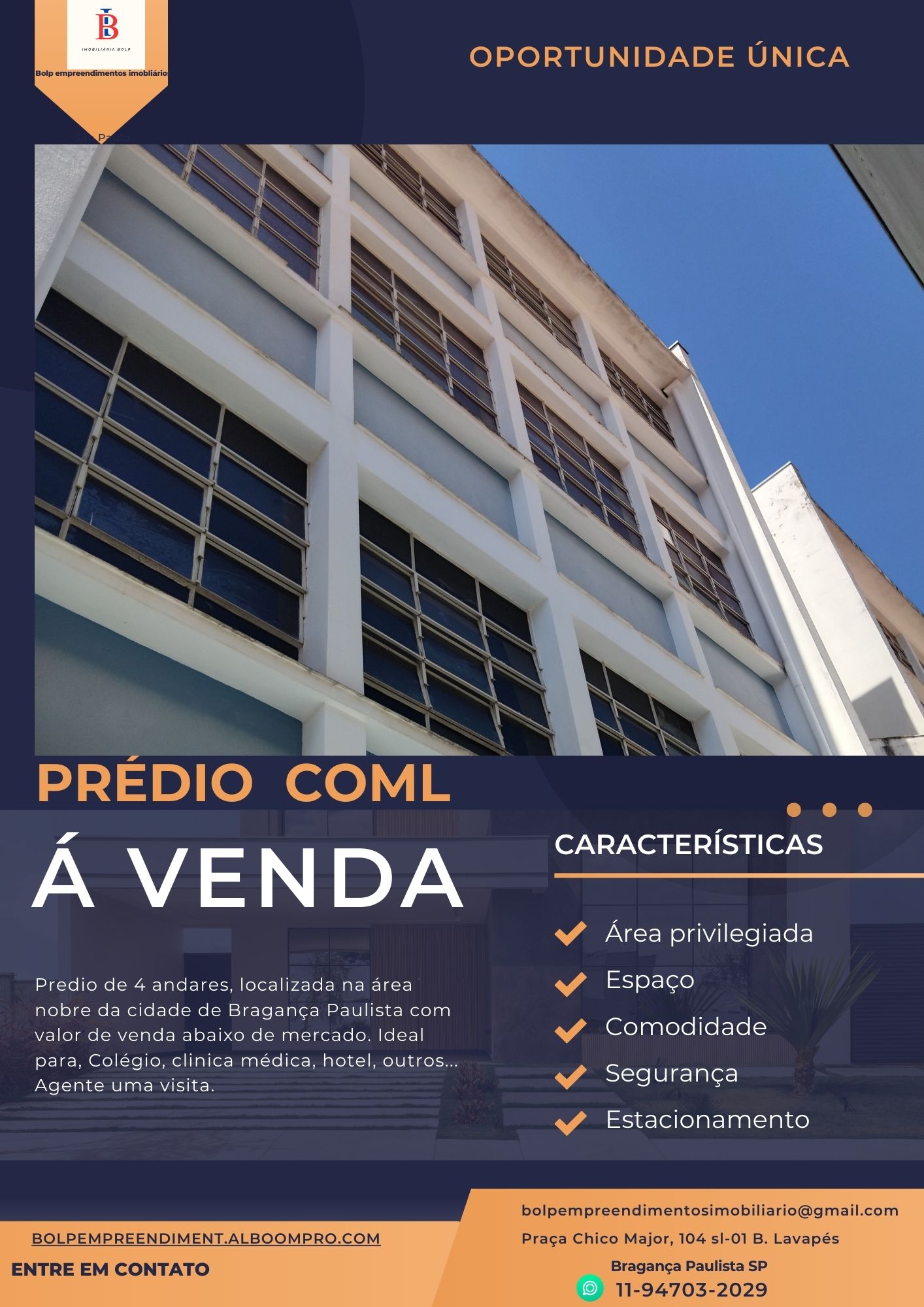 Imóvel Comercial à Venda ou Locação, 1.565 m² em Centro - Bragança Paulista