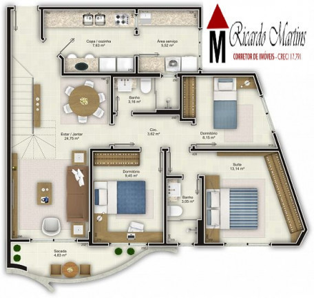 Imagem Apartamento com 3 Quartos à Venda, 135 m²em Centro - Criciúma Imagem Apartamento com 3 Quartos à Venda, 135 m²em Centro - Criciúma