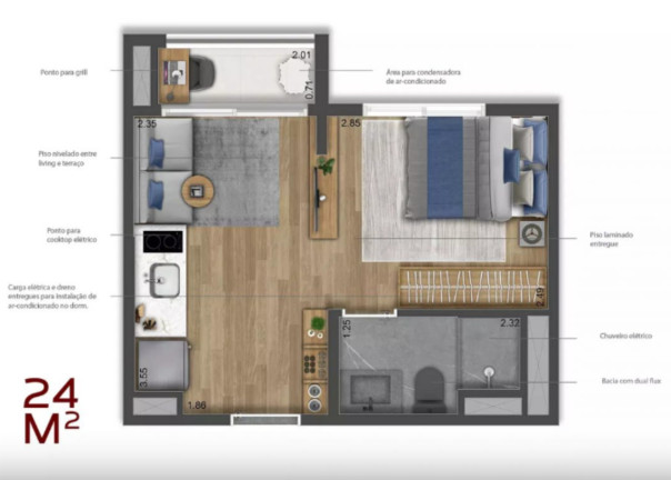 Imagem Apartamento com 1 Quarto à Venda, 24 m² em Vila Guilhermina - São Paulo