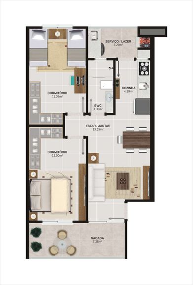 Imagem Apartamento com 2 Quartos à Venda, 65 m² em Lídia Duarte - Camboriú