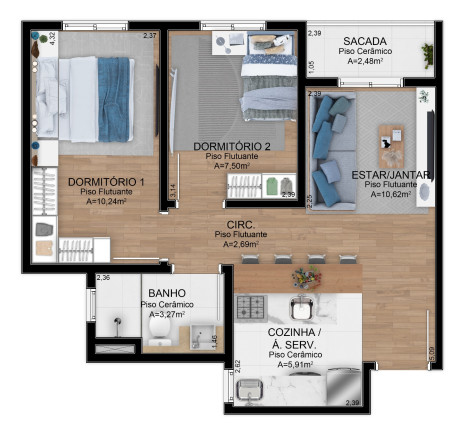 Imagem Apartamento com 2 Quartos à Venda, 49 m²em Rondônia - Novo Hamburgo