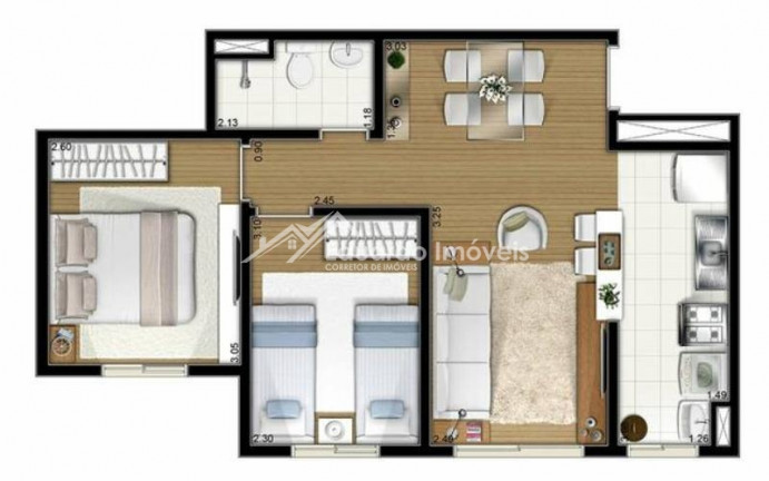 Imagem Apartamento com 2 Quartos à Venda, 47 m² em Centro - Diadema