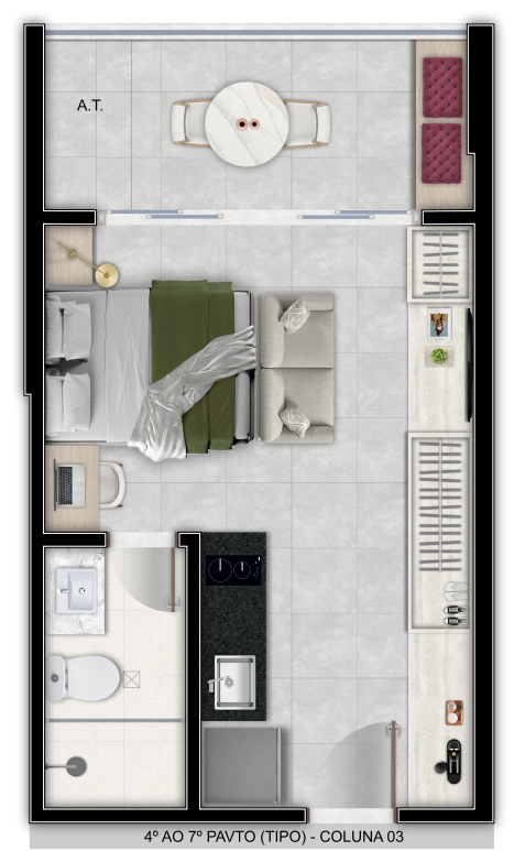Imagem Studio com 1 Quarto à Venda, 33 m² em Itapuã - Vila Velha