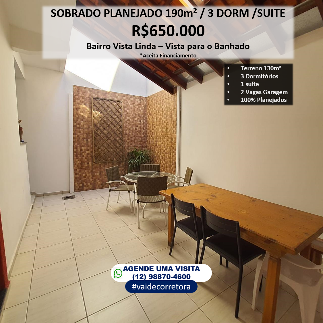 Imagem Sobrado com 3 Quartos à Venda, 190 m²em Loteamento Residencial Vista Linda - São José dos Campos