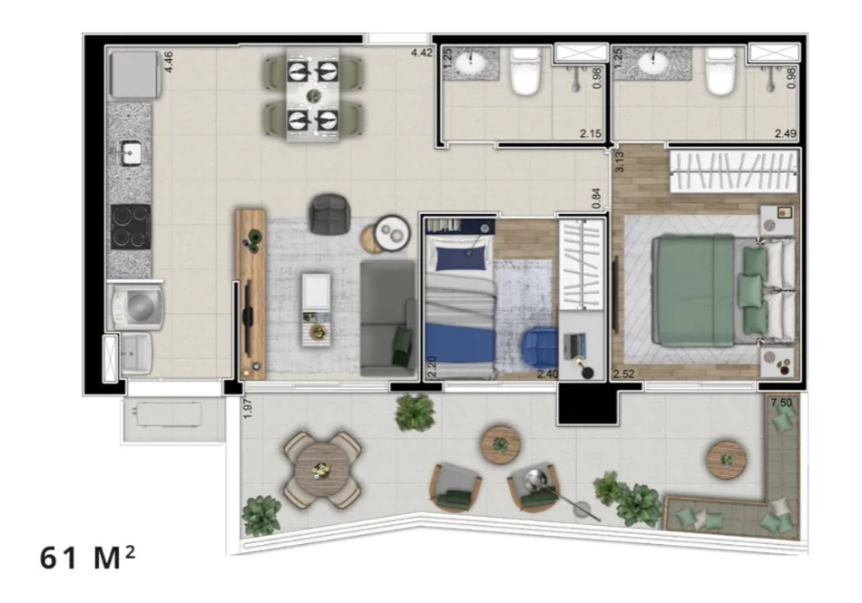 Imagem Apartamento com 2 Quartos à Venda, 61 m²em Butantã - São Paulo