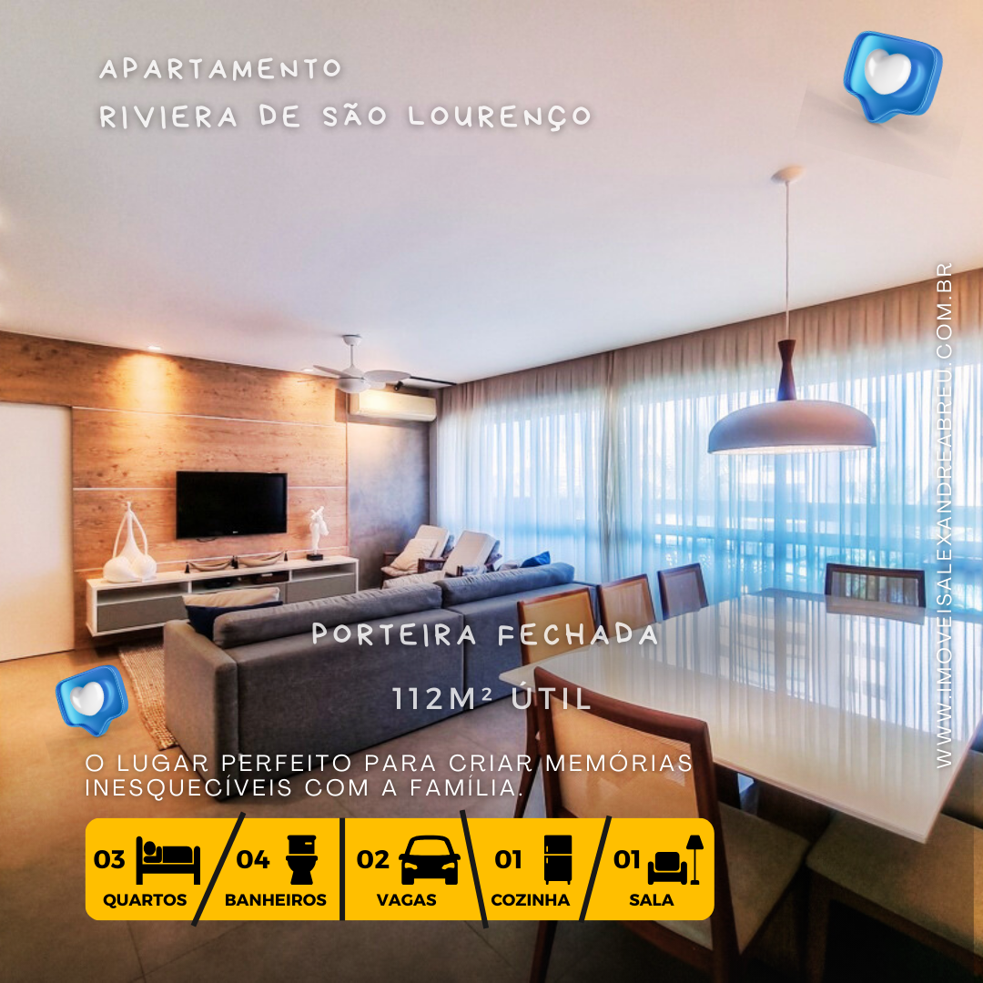 Apartamento com 3 Quartos à Venda, 112 m²em Riviera - Bertioga