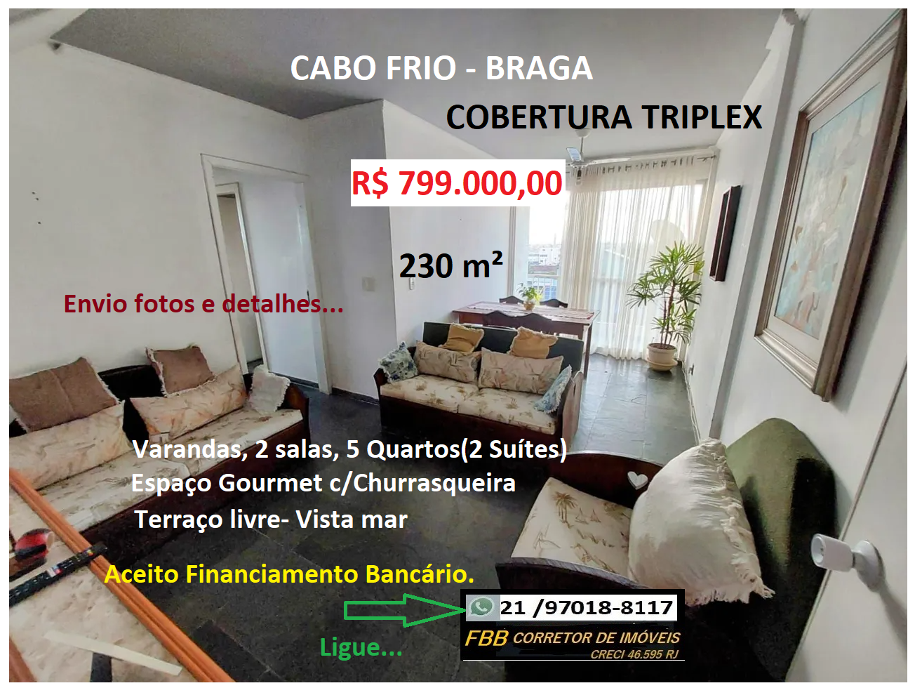Cobertura com 5 Quartos à Venda, 230 m² em Braga - Cabo Frio