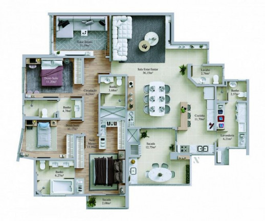 Imagem Apartamento com 3 Quartos à Venda, 167 m² em Centro - Criciúma Imagem Apartamento com 3 Quartos à Venda, 167 m² em Centro - Criciúma