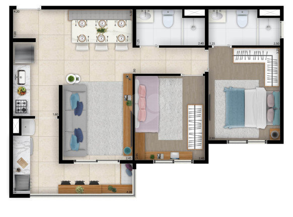 Imagem Apartamento com 2 Quartos à Venda, 61 m² em Jardim - Santo André