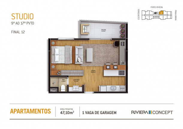 Imagem Studio com 1 Quarto à Venda, 46 m² em Praia Brava de Itajaí - Itajaí