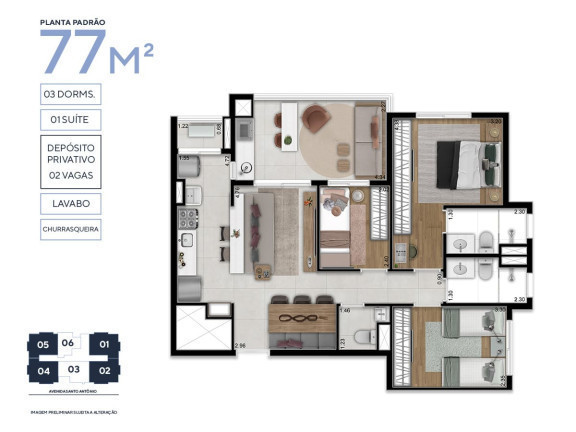 Imagem Apartamento com 3 Quartos à Venda, 77 m² em Vila Osasco - Osasco