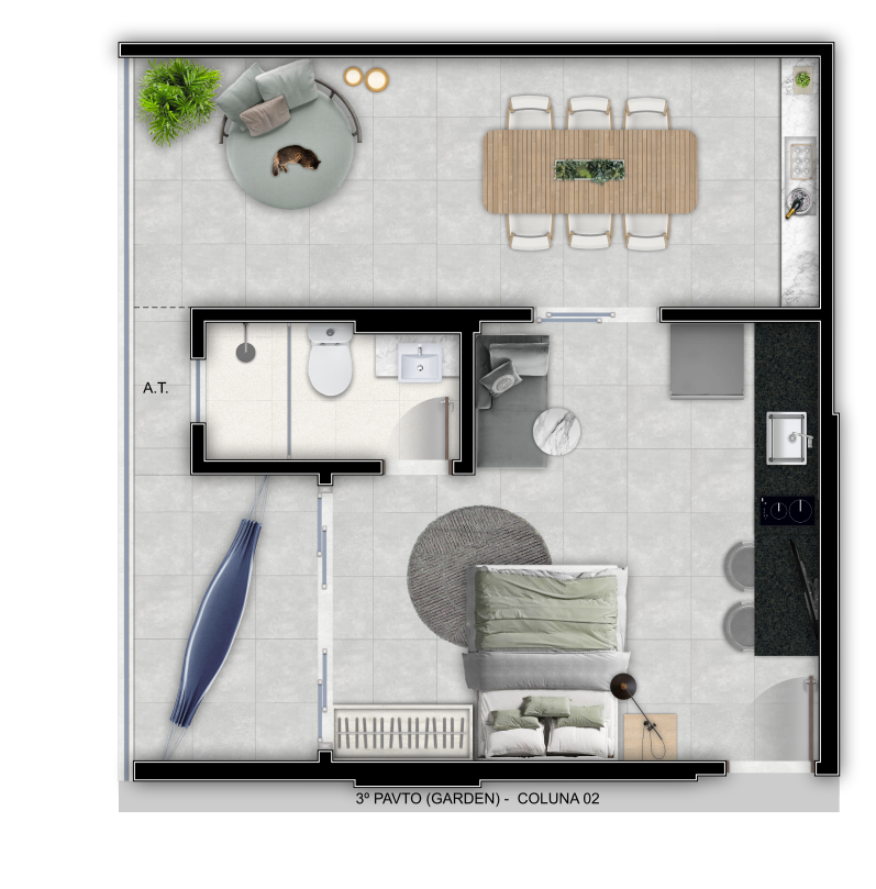 Imagem Studio com 1 Quarto à Venda, 33 m² em Itapuã - Vila Velha