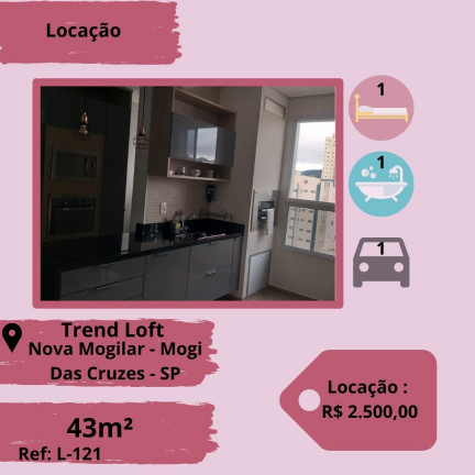 Imagem Apartamento com 1 Quarto para Alugar, 43 m² em Loteamento Mogilar - Mogi das Cruzes Imagem Apartamento com 1 Quarto para Alugar, 43 m² em Loteamento Mogilar - Mogi das Cruzes