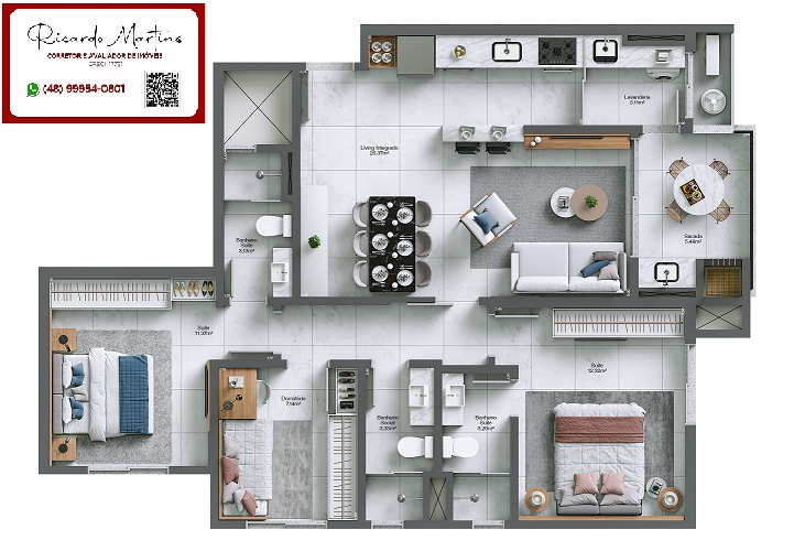 Imagem Apartamento com 3 Quartos à Venda, 93 m²em Santa Bárbara - Criciúma Imagem Apartamento com 3 Quartos à Venda, 93 m²em Santa Bárbara - Criciúma