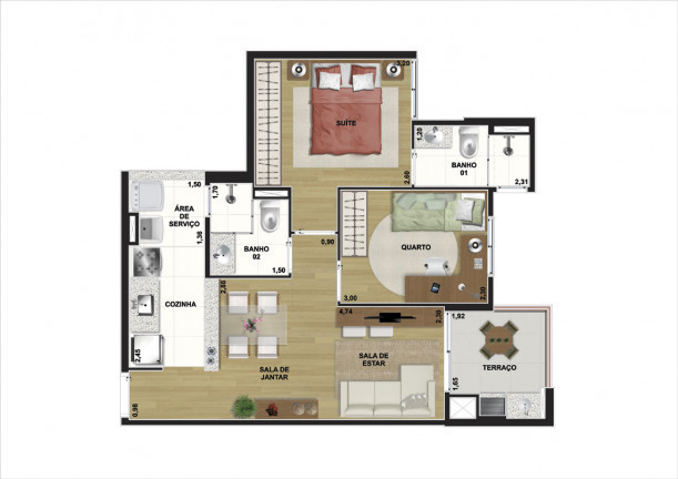 Imagem Apartamento com 2 Quartos à Venda,  em Vila Tibiriçá - Santo André