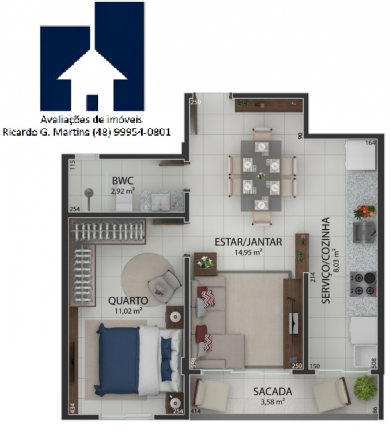 Imagem Apartamento com 2 Quartos à Venda, 62 m² em Universitário - Criciúma Imagem Apartamento com 2 Quartos à Venda, 62 m² em Universitário - Criciúma