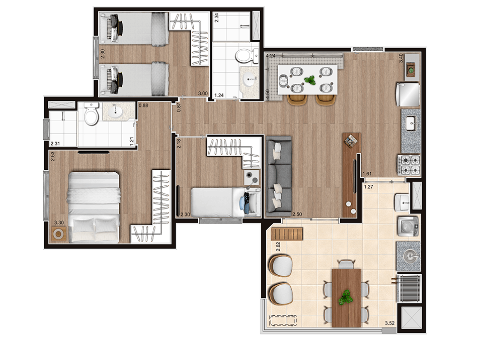 Imagem Apartamento com 3 Quartos à Venda, 67 m²em Vila Bandeirantes - São Paulo