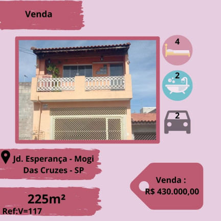 Imagem Sobrado com 4 Quartos à Venda, 225 m² em Jardim Esperança - Mogi das Cruzes Imagem Sobrado com 4 Quartos à Venda, 225 m² em Jardim Esperança - Mogi das Cruzes