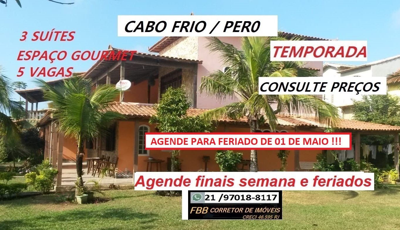 Imagem Casa com 4 Quartos para Temporada, 300 m² em Peró - Cabo Frio
