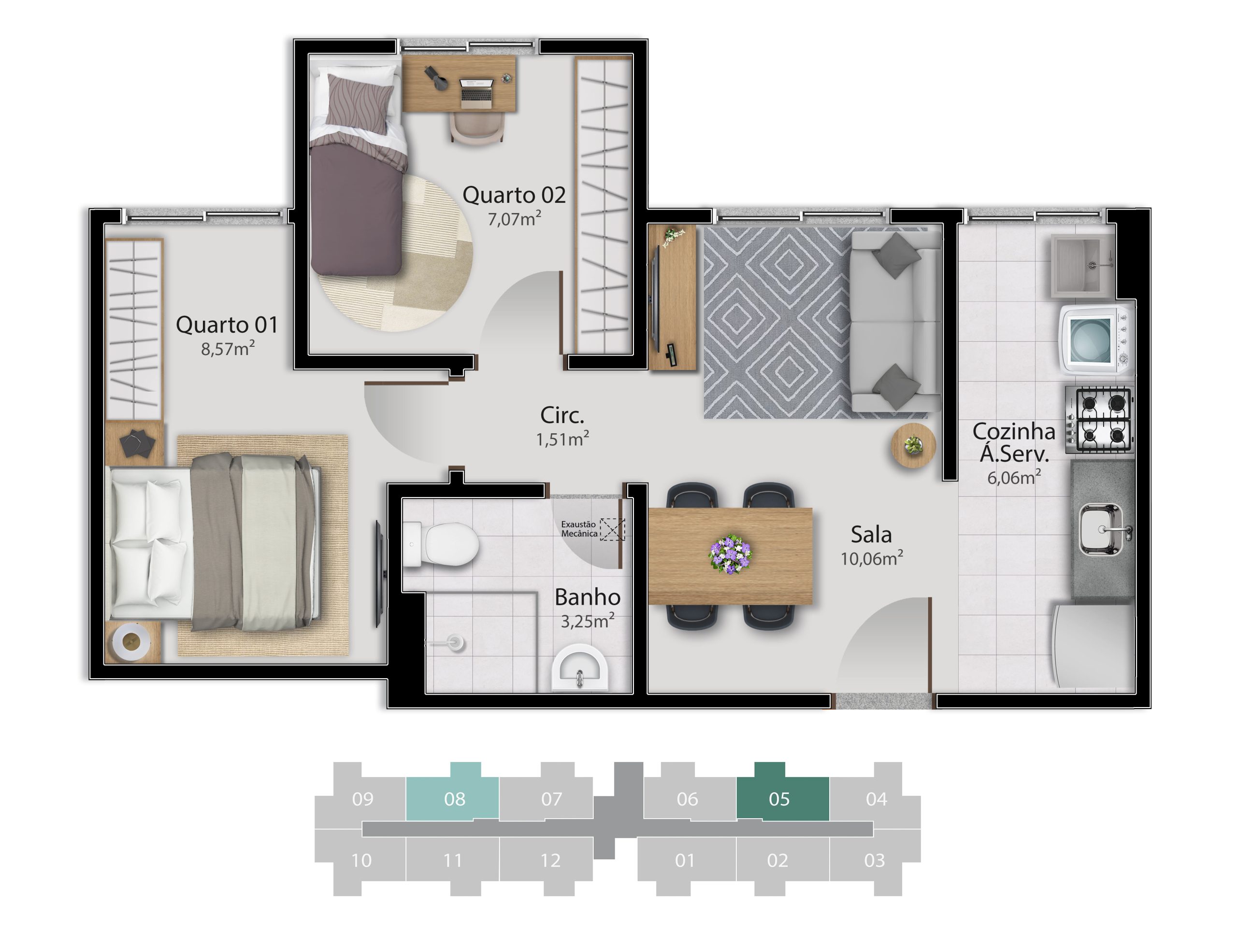 Imagem Apartamento com 2 Quartos à Venda, 48 m² em Rio Marinho - Vila Velha