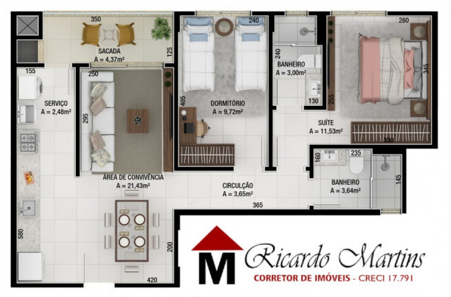 Imagem Apartamento com 3 Quartos à Venda, 92 m² em Santa Bárbara - Criciúma Imagem Apartamento com 3 Quartos à Venda, 92 m² em Santa Bárbara - Criciúma