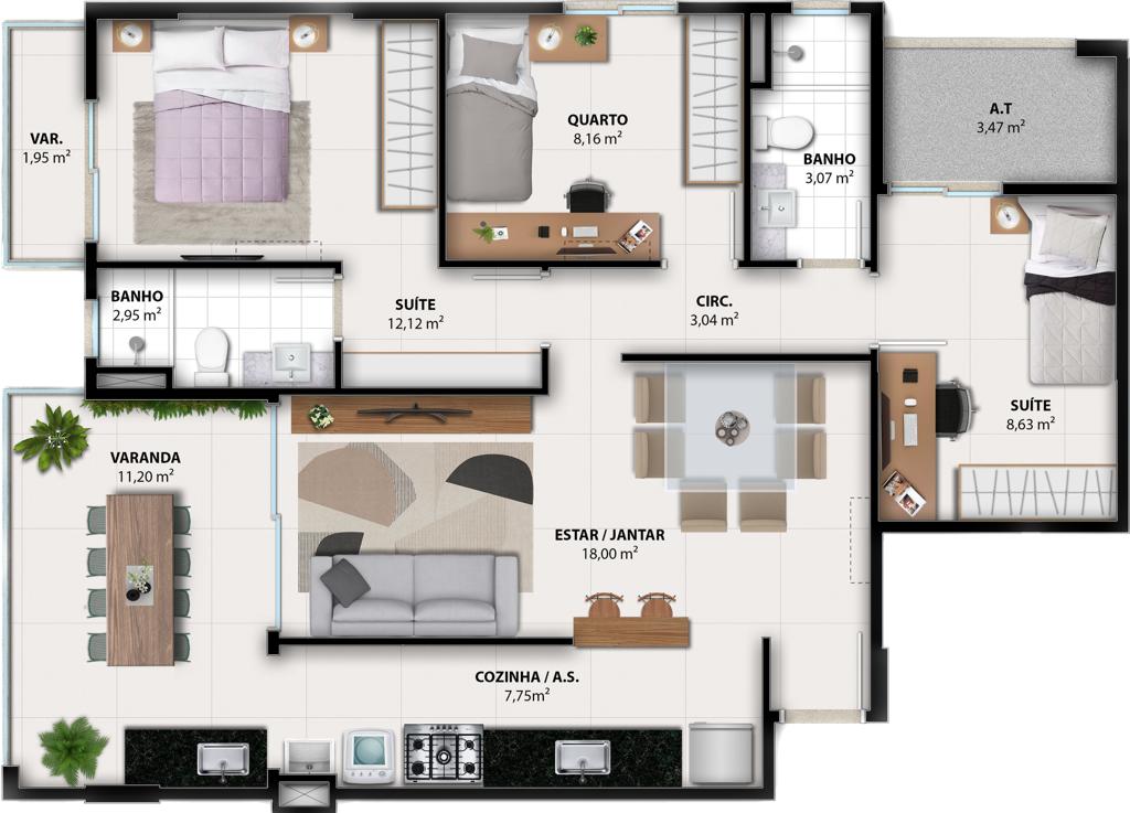 Imagem Apartamento com 3 Quartos à Venda, 89 m²em Jardim Camburi - Vitória