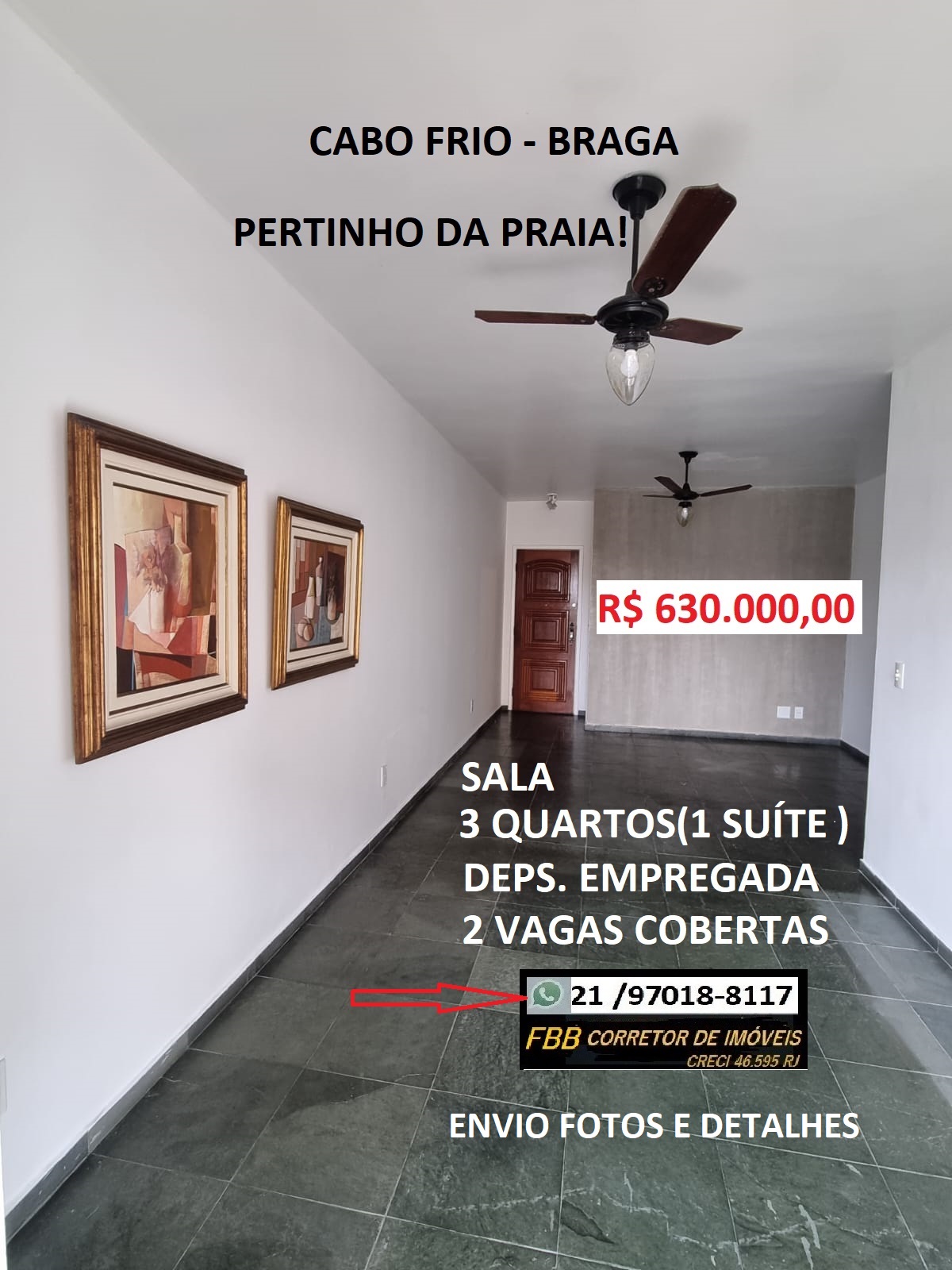 Apartamento com 3 Quartos à Venda, 100 m²em Braga - Cabo Frio