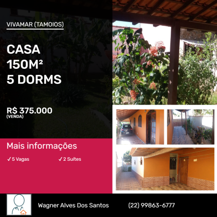 Imagem Casa com 5 Quartos à Venda, 145 m² em Vivamar (Tamoios) - Cabo Frio