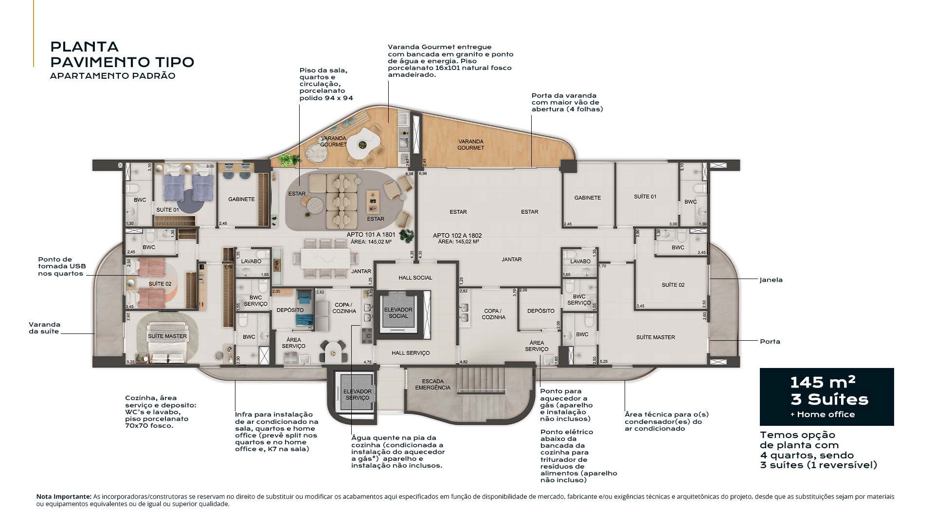 Imagem Apartamento com 4 Quartos à Venda, 145 m²em Parnamirim - Recife
