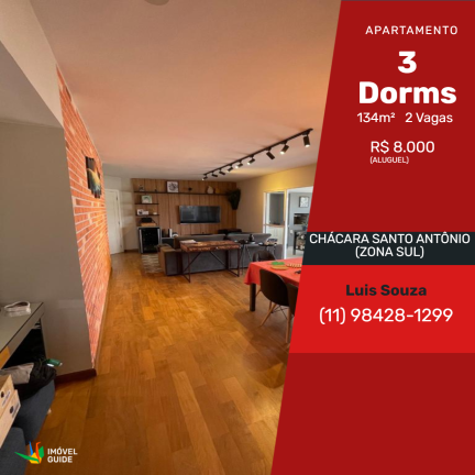 Imagem Apartamento com 3 Quartos para Alugar, em Chácara Santo Antônio (Zona Sul) - São Paulo Imagem Apartamento com 3 Quartos para Alugar, em Chácara Santo Antônio (Zona Sul) - São Paulo