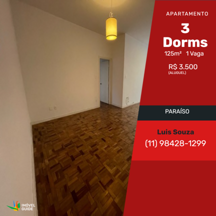 Imagem Apartamento com 3 Quartos para Alugar, em Paraíso - São Paulo Imagem Apartamento com 3 Quartos para Alugar, em Paraíso - São Paulo