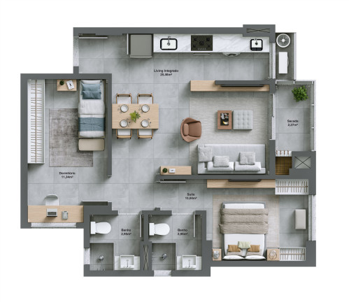 Imagem Apartamento com 2 Quartos à Venda, 67 m² em Comerciário - Criciúma