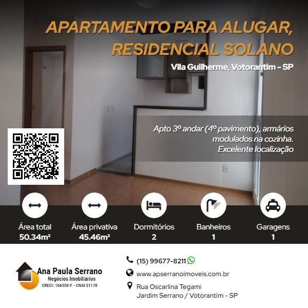 Imagem Apartamento com 2 Quartos para Alugar, 45 m²em Vila Guilherme - Votorantim Imagem Apartamento com 2 Quartos para Alugar, 45 m²em Vila Guilherme - Votorantim