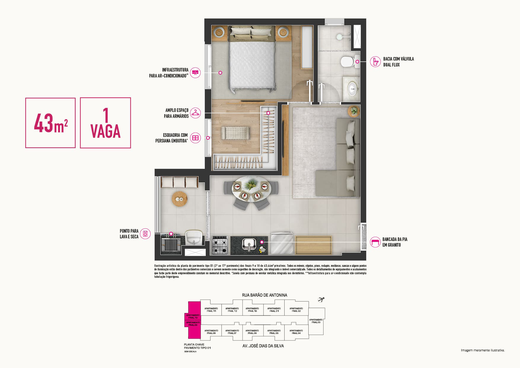Imagem Apartamento com 2 Quartos à Venda, 43 m²em Jardim Júlio - Barueri