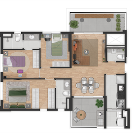 Imagem Apartamento com 3 Quartos à Venda, 91 m² em Jardim das Acácias - São Paulo