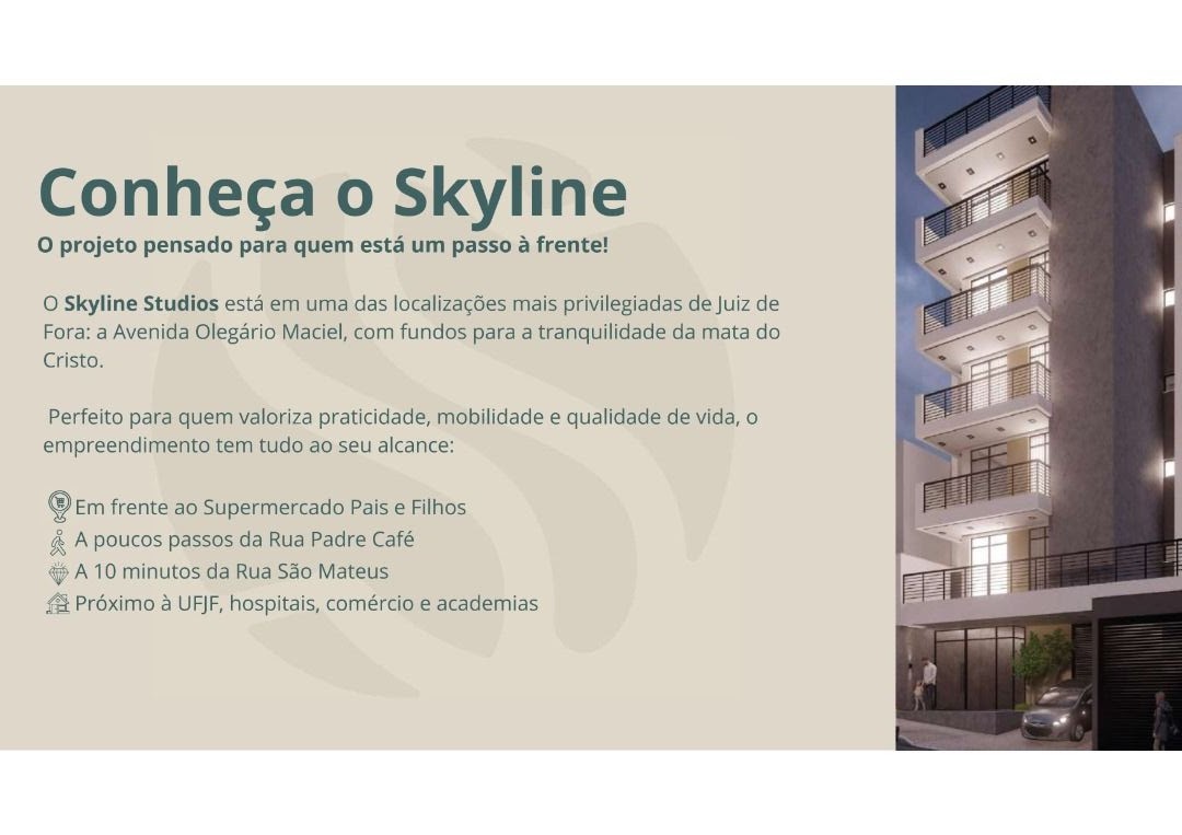 Imagem Studio com 1 Quarto à Venda, 44 m² em Paineiras - Juiz de Fora Imagem Studio com 1 Quarto à Venda, 44 m² em Paineiras - Juiz de Fora