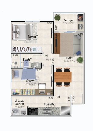 Imagem Apartamento com 2 Quartos à Venda, em Caiçara - Praia Grande Imagem Apartamento com 2 Quartos à Venda, em Caiçara - Praia Grande