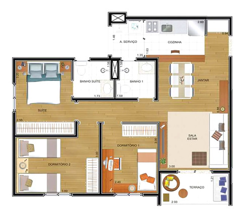 Imagem Apartamento com 2 Quartos à Venda, 68 m² em  - 