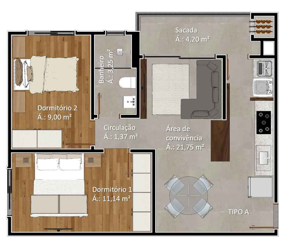 Imagem Apartamento com 2 Quartos à Venda, 60 m² em Universitário - Criciúma Imagem Apartamento com 2 Quartos à Venda, 60 m² em Universitário - Criciúma