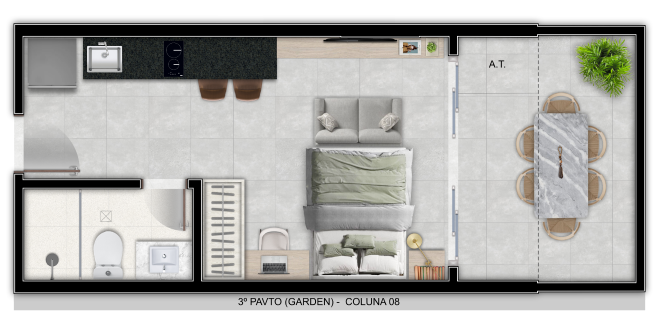 Imagem Studio com 1 Quarto à Venda, 33 m² em Itapuã - Vila Velha