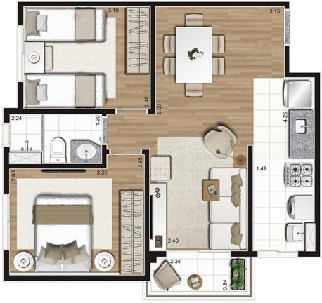 Imagem Apartamento com 3 Quartos à Venda, 68 m² em Brás - São Paulo