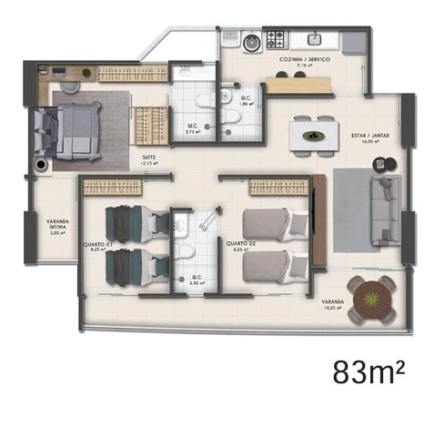 Imagem Apartamento com 3 Quartos à Venda, 83 m²em Parquelândia - Fortaleza