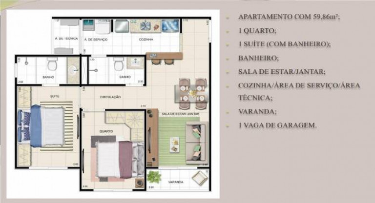 Imagem Apartamento com 2 Quartos à Venda, 59 m²em Alvorada - Manaus