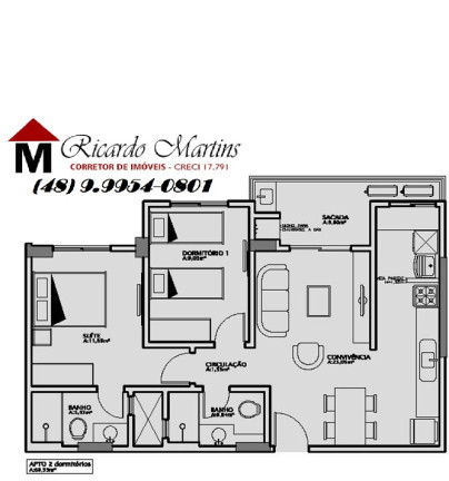 Imagem Apartamento com 2 Quartos à Venda, em Próspera - Criciúma Imagem Apartamento com 2 Quartos à Venda, em Próspera - Criciúma